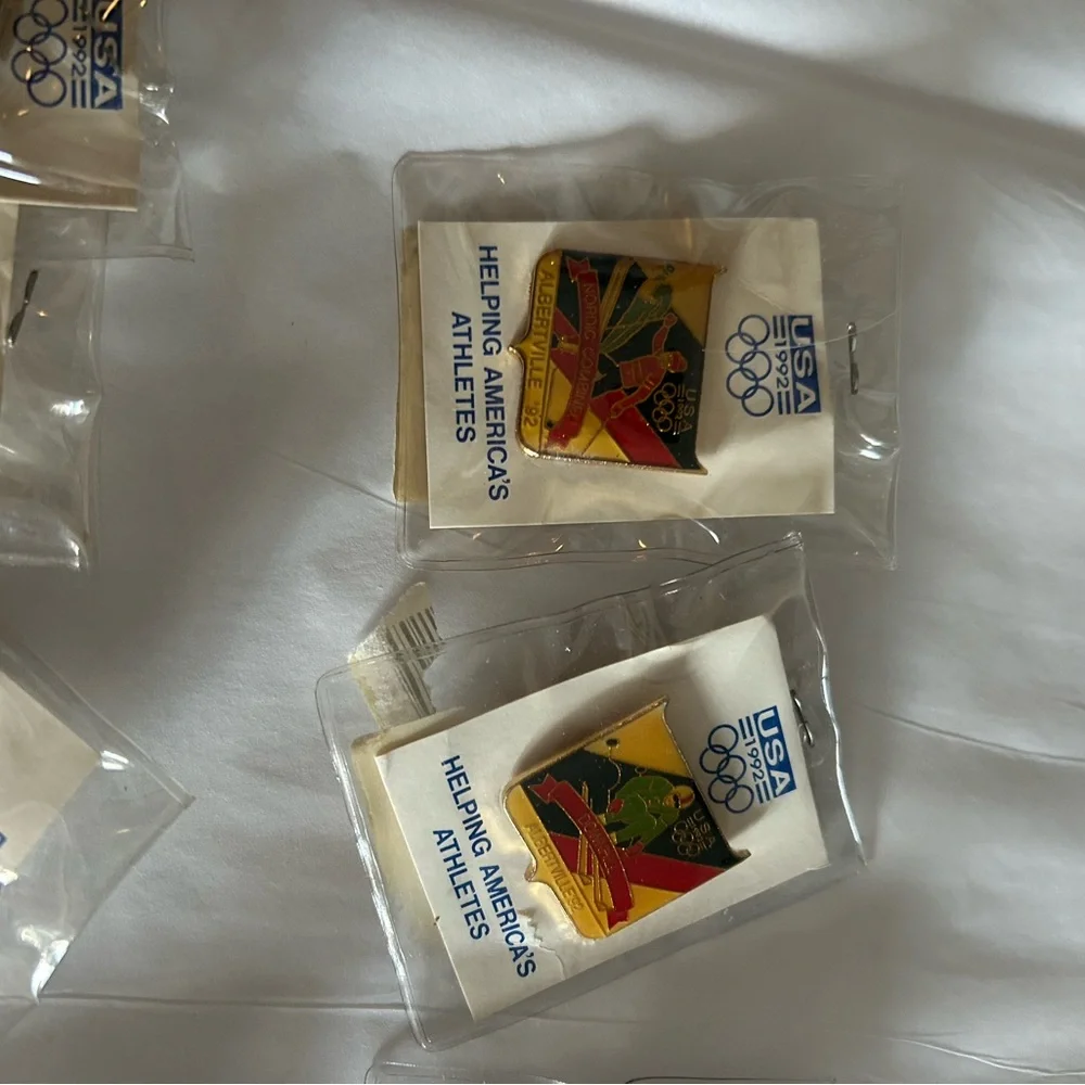 Vintage Collectible 1992 USA Olympic Pins with Gold Accents - set of 9